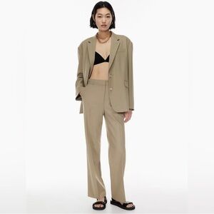 Babaton Atelier Agency Pant Taupe Size 12 Wool Blend Trouser